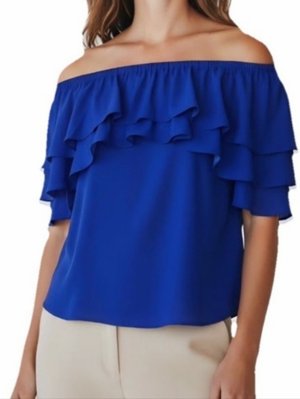 Lilly Pulitzer Haylee Off the Shoulder Ruffle Tiered  Feminine Blouse Size XS